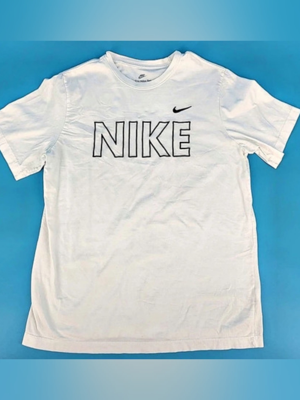 Nike Block Outline Logo T-Shirt Graphic Tee White L